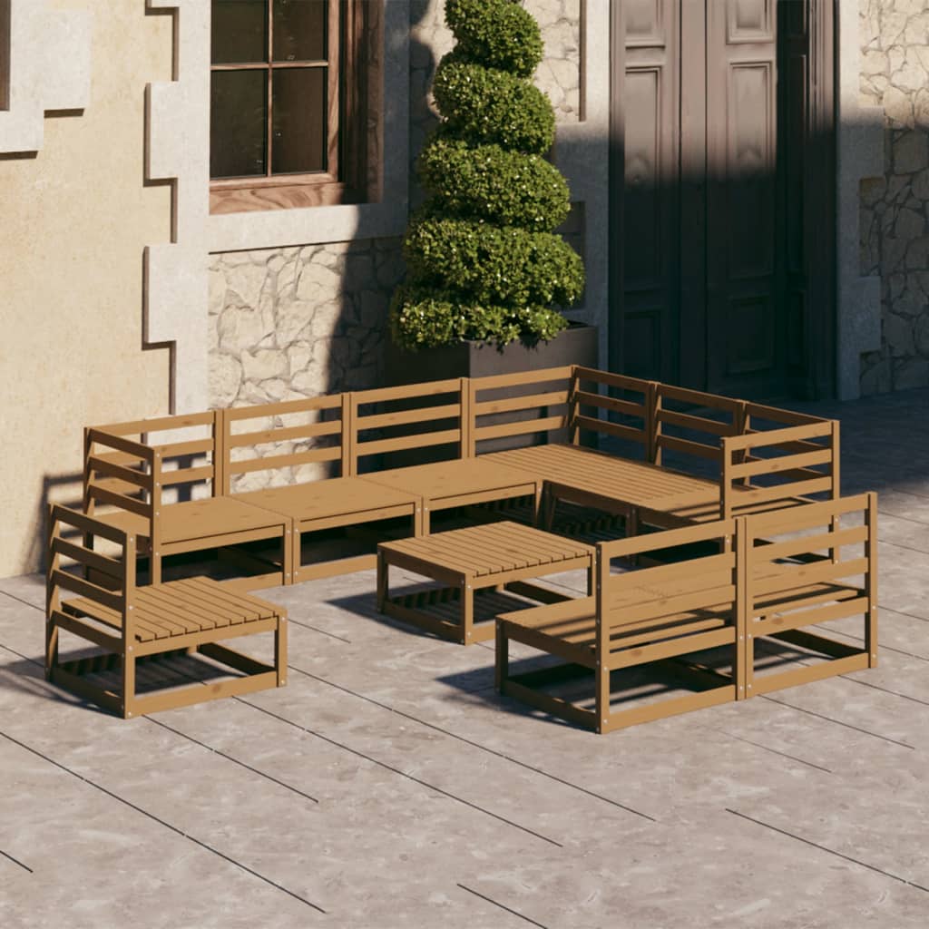 vidaXL 10-tlg. Garten-Lounge-Set Honigbraun Massivholz Kiefer