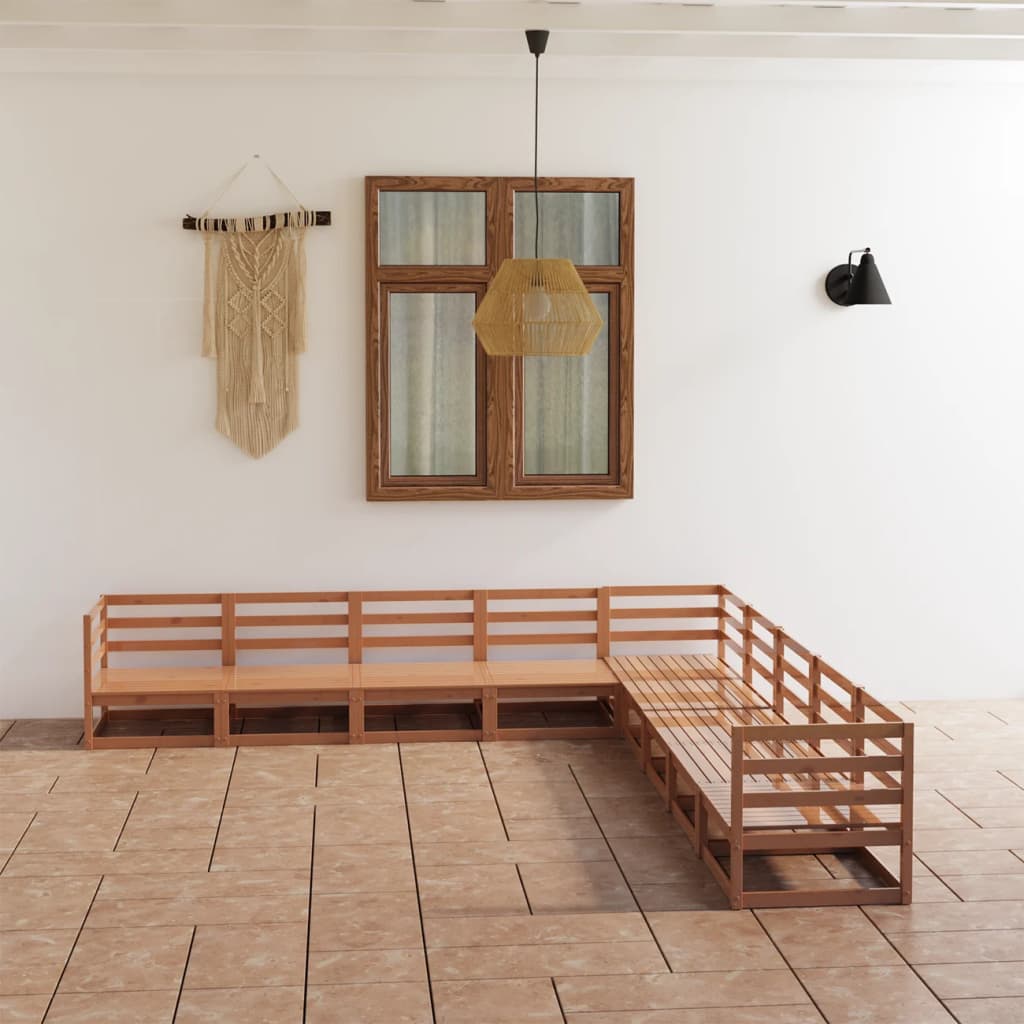 vidaXL 9-tlg. Garten-Lounge-Set Grau Kiefer Massivholz