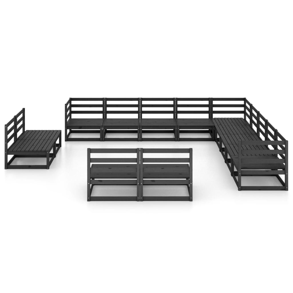 vidaXL 13-tlg. Garten-Lounge-Set Schwarz Massivholz Kiefer