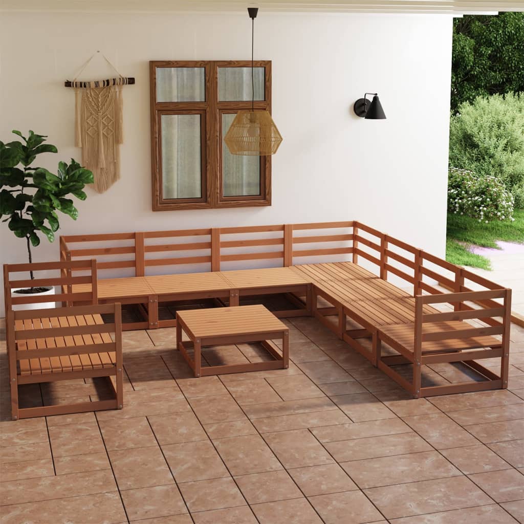 vidaXL 10-tlg. Garten-Lounge-Set Massivholz Kiefer