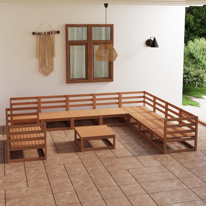 vidaXL 11-tlg. Garten-Lounge-Set mit Kissen Kiefer Massivholz