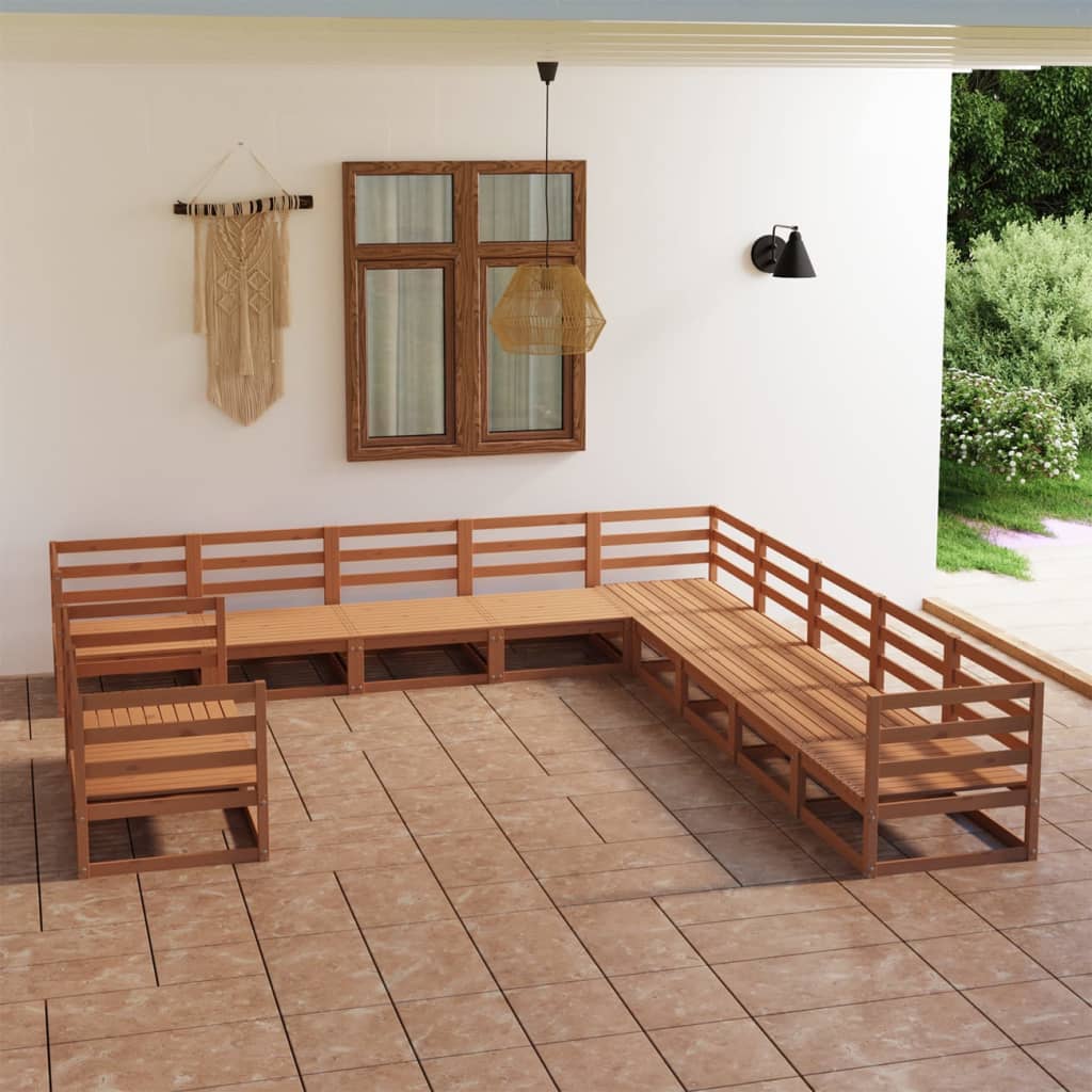 vidaXL 11-tlg. Garten-Lounge-Set Grau Kiefer Massivholz