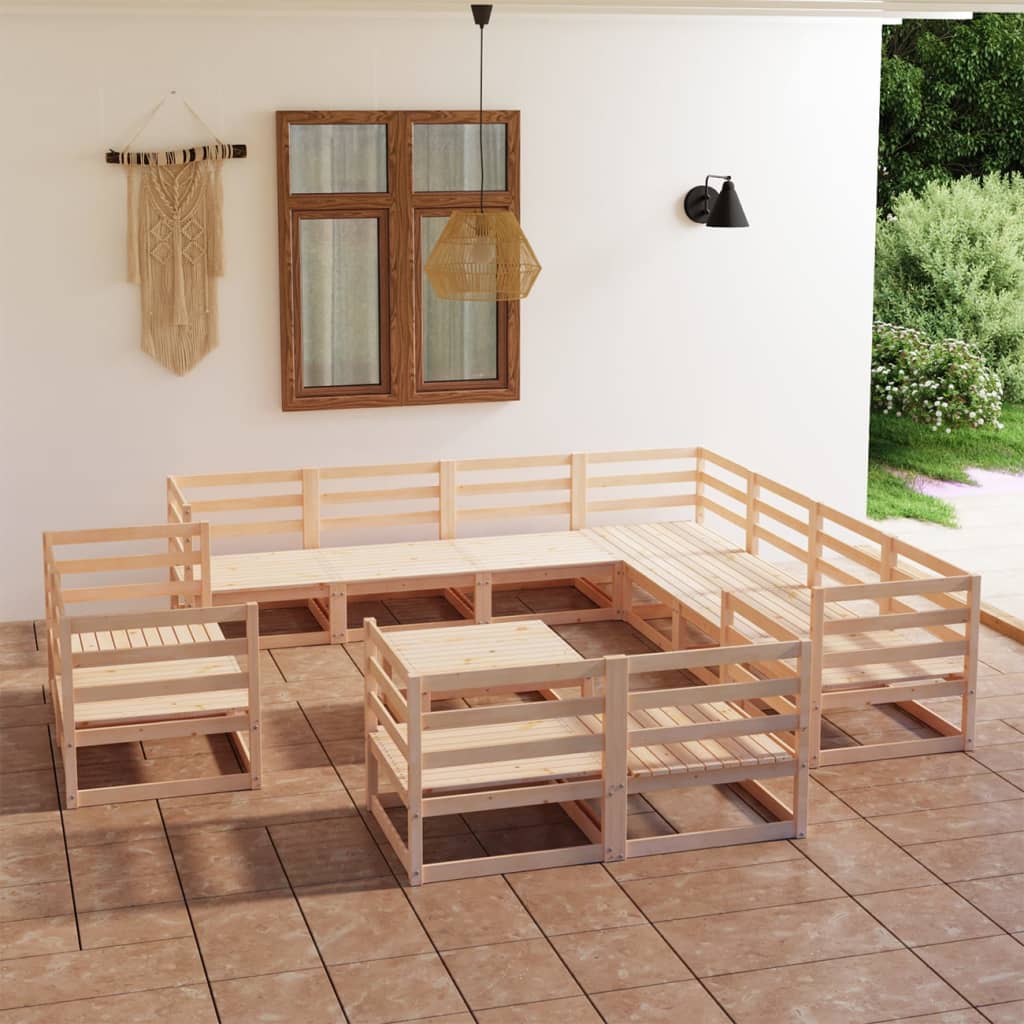 vidaXL 12-tlg. Garten-Lounge-Set Massivholz Kiefer
