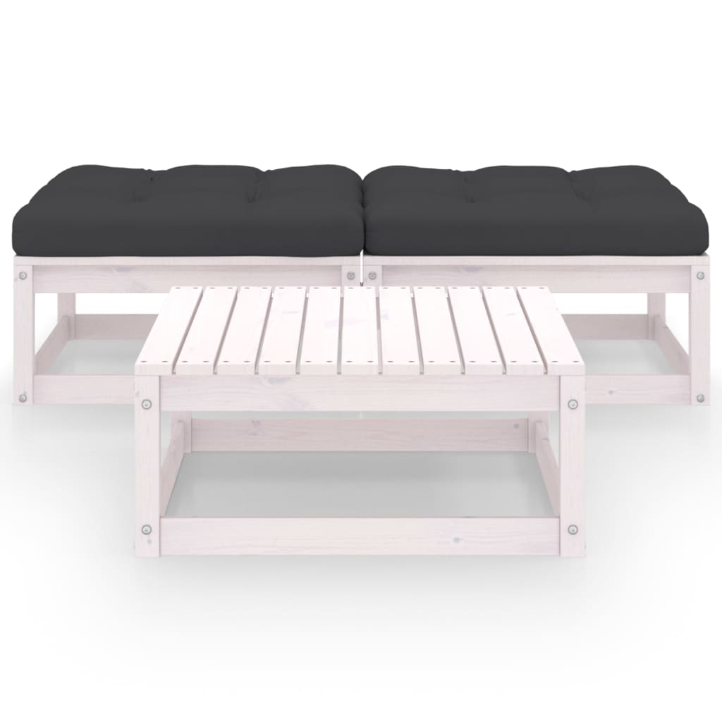 3-tlg. Garten-Lounge-Set mit Kissen Kiefer Massivholz