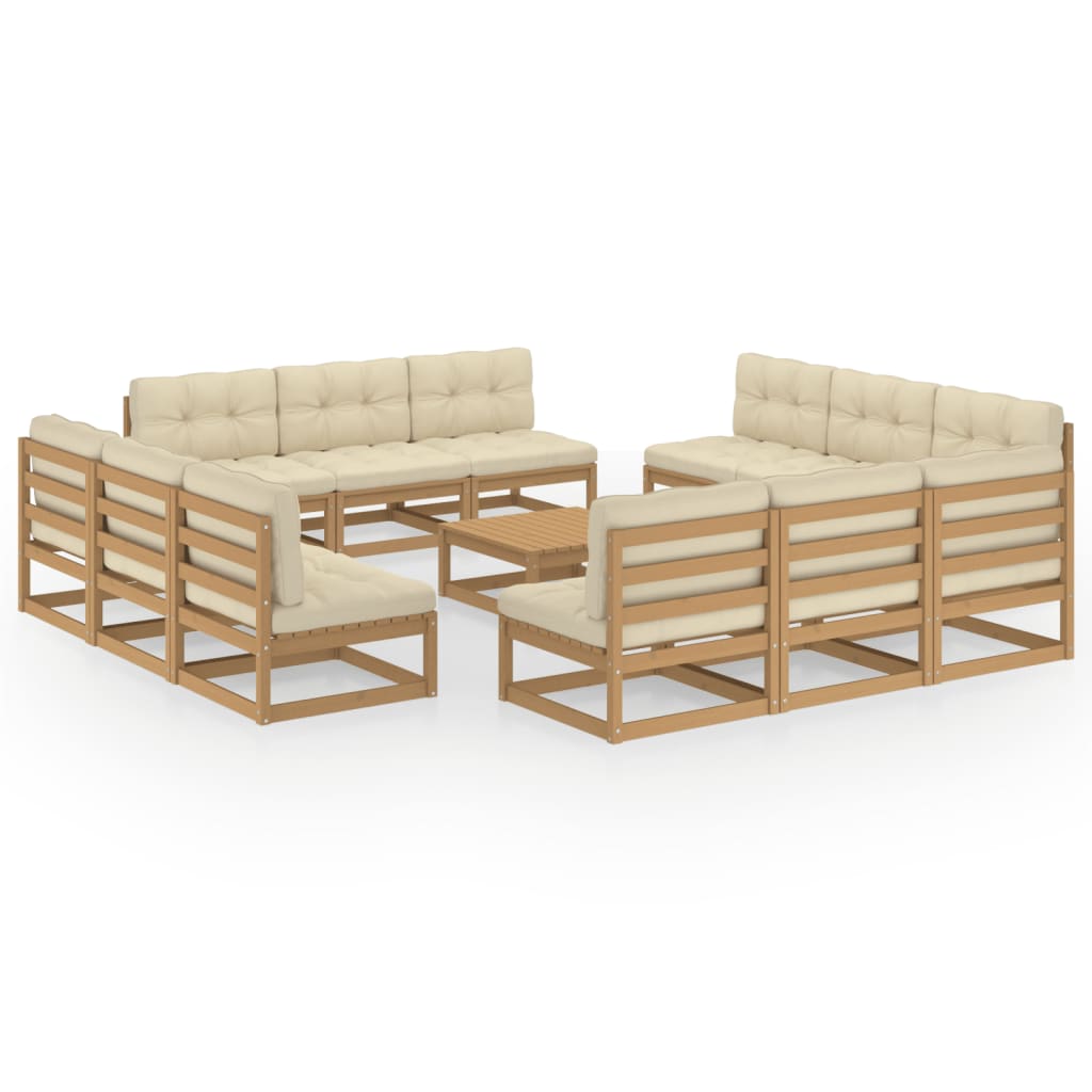 vidaXL 13-tlg. Garten-Lounge-Set Massivholz Kiefer