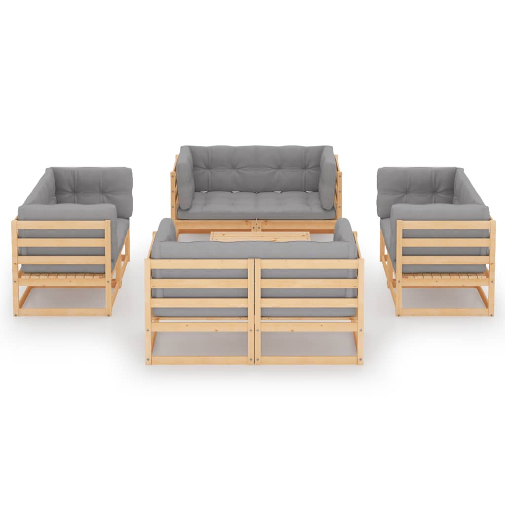 vidaXL 9-tlg. Garten-Lounge-Set Massivholz Kiefer