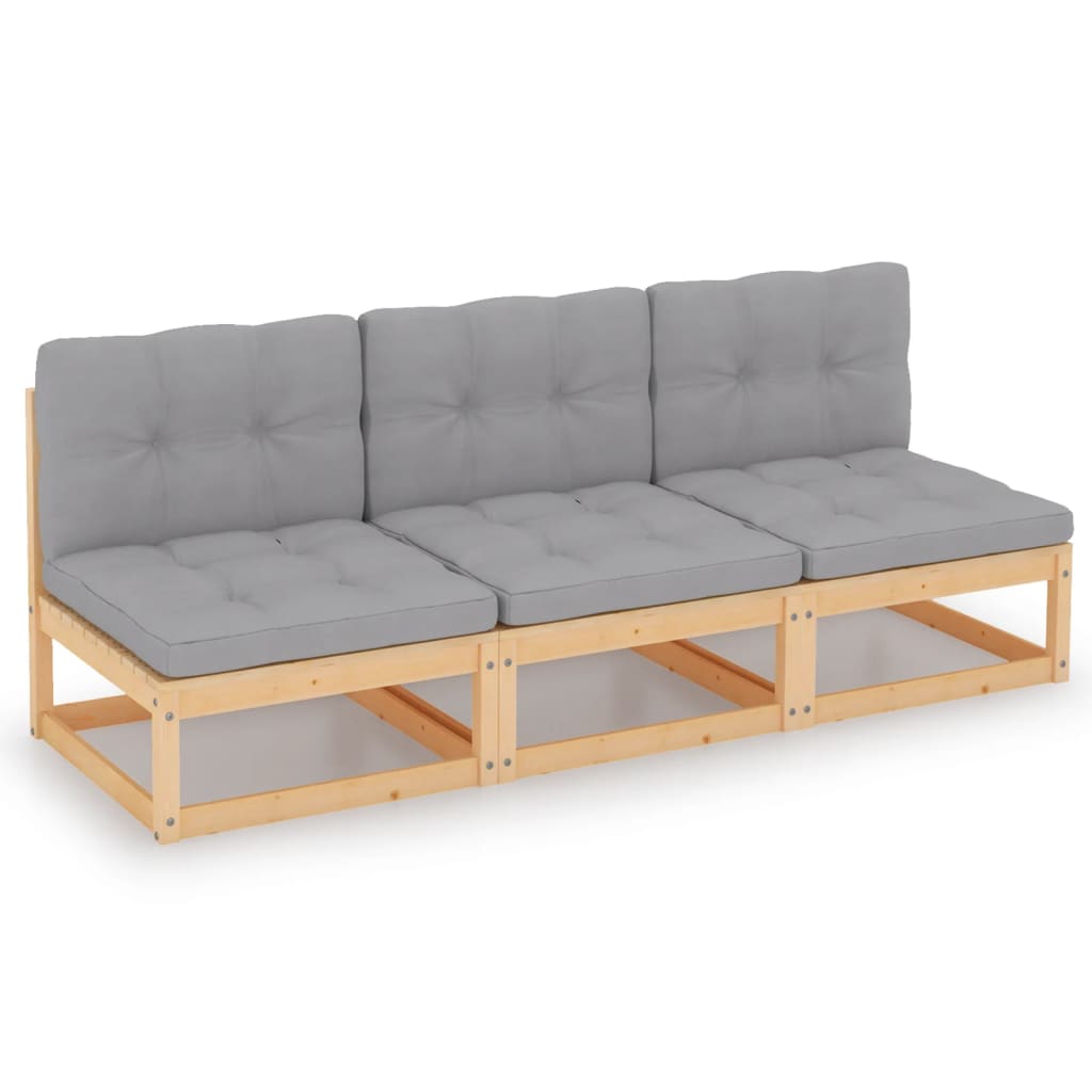 vidaXL Outdoor-Sofa 3-Sitzer Massivholz Kiefer