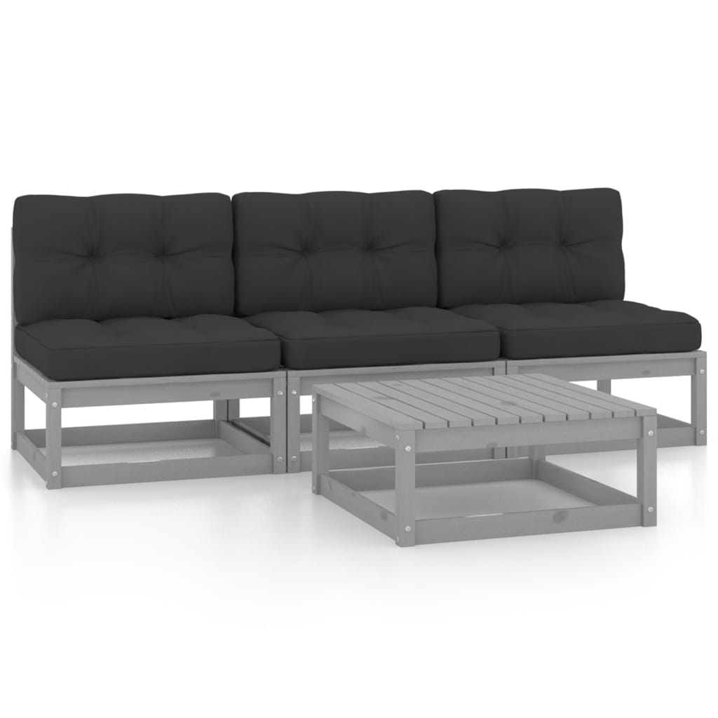 vidaXL 4-tlg. Garten-Lounge-Set Massivholz Kiefer