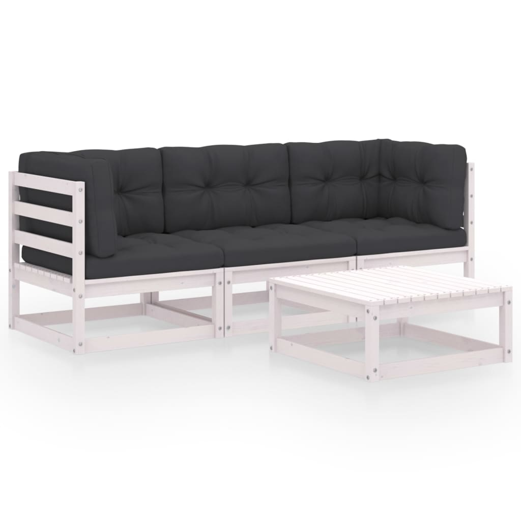 vidaXL 4-tlg. Garten-Lounge-Set Massivholz Kiefer