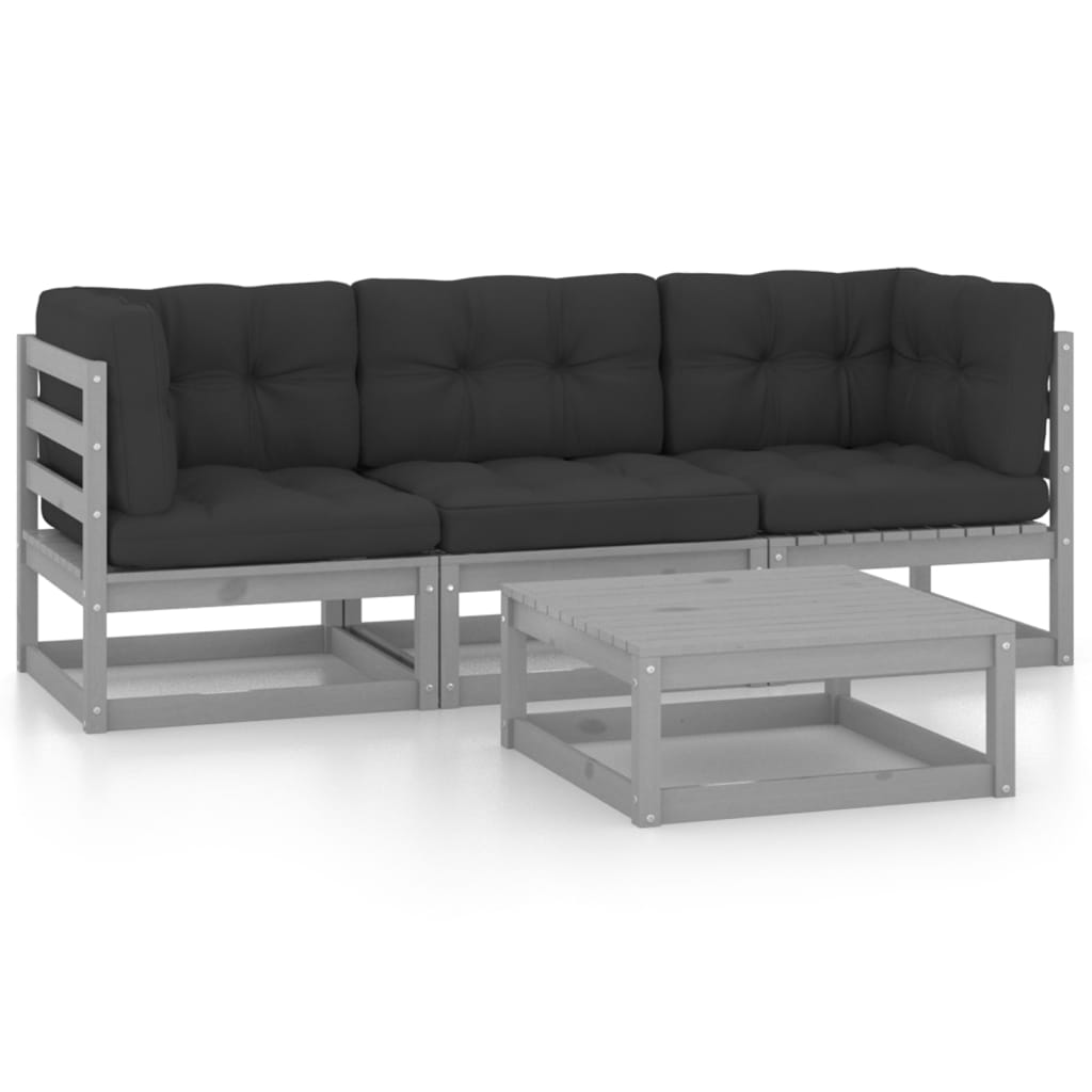 vidaXL 4-tlg. Garten-Lounge-Set Massivholz Kiefer