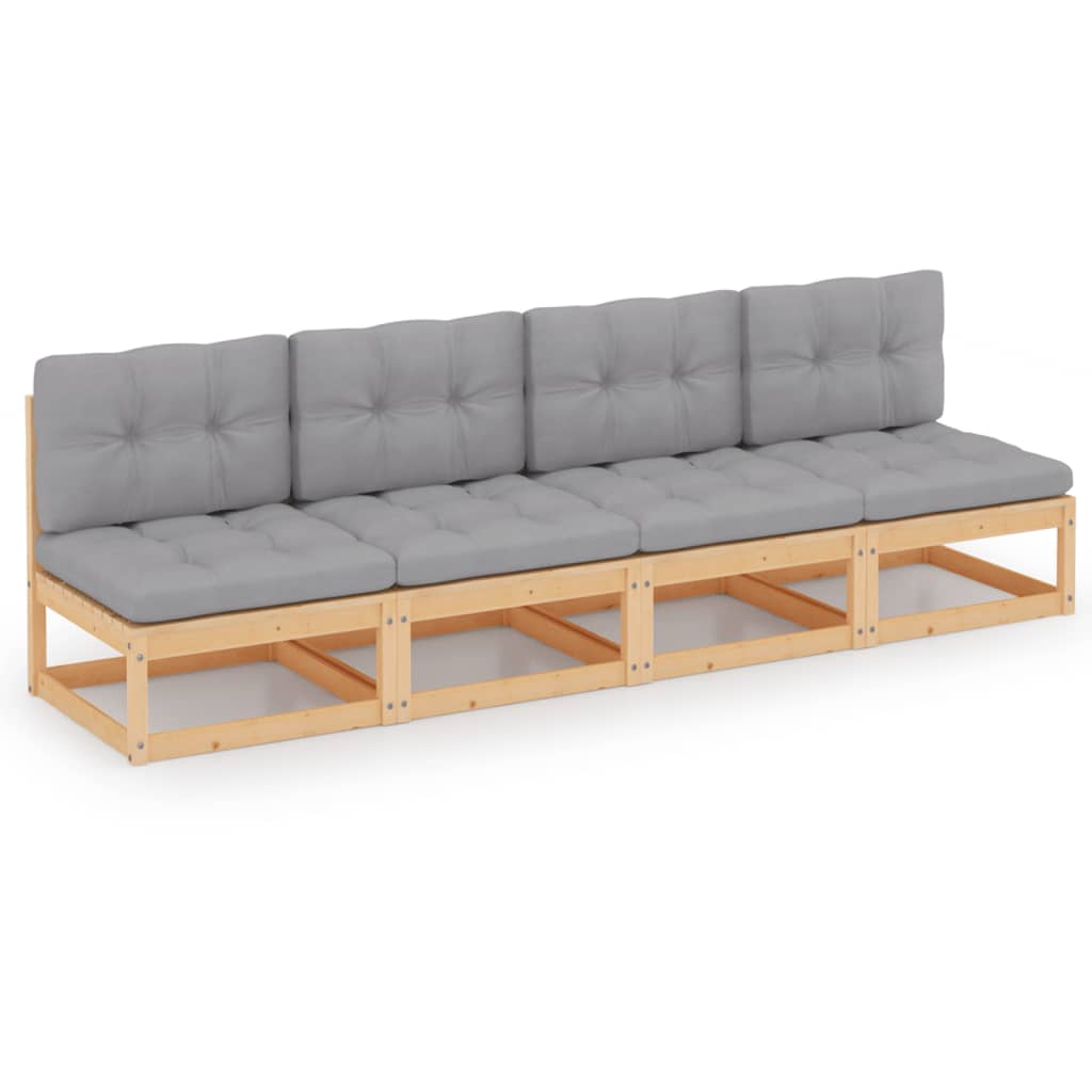 vidaXL Outdoor-Sofa 4-Sitzer Massivholz Kiefer