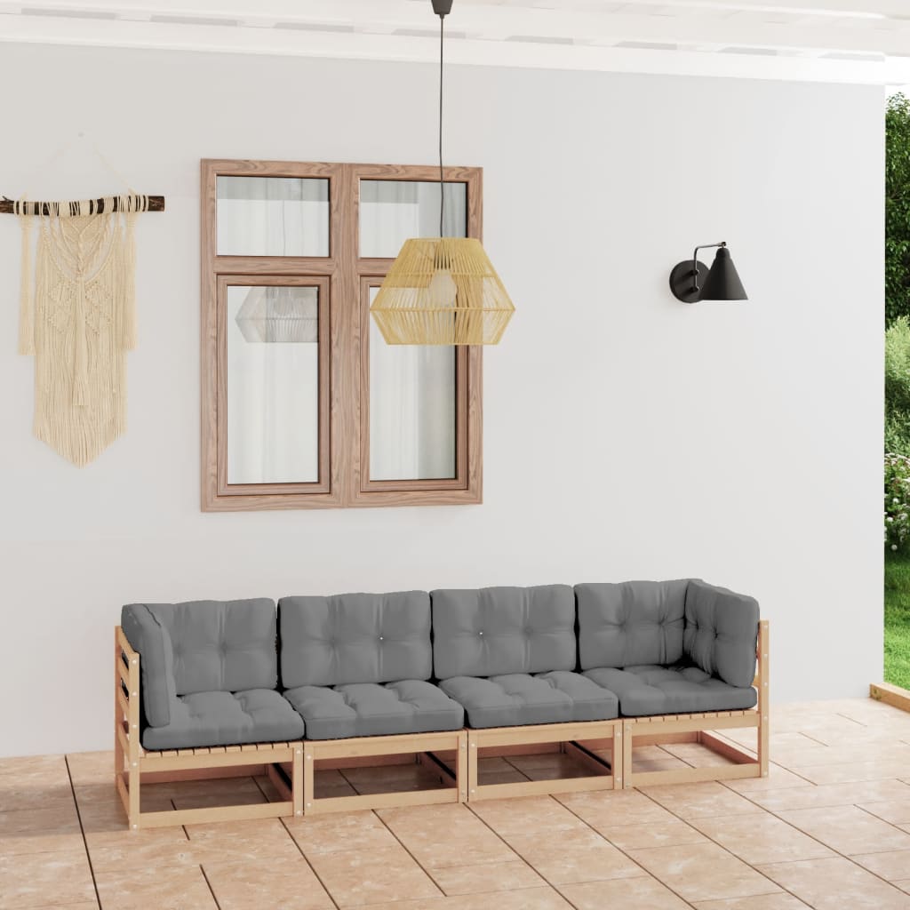 vidaXL Outdoor-Sofa 4-Sitzer Massivholz Kiefer