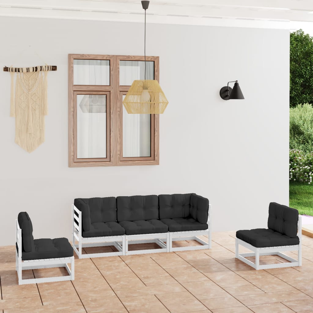 vidaXL 5-tlg. Garten-Lounge-Set Massivholz Kiefer