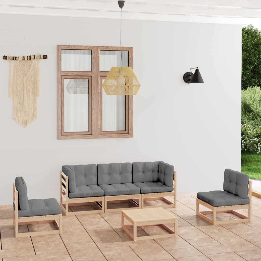 vidaXL 6-tlg. Garten-Lounge-Set Massivholz Kiefer