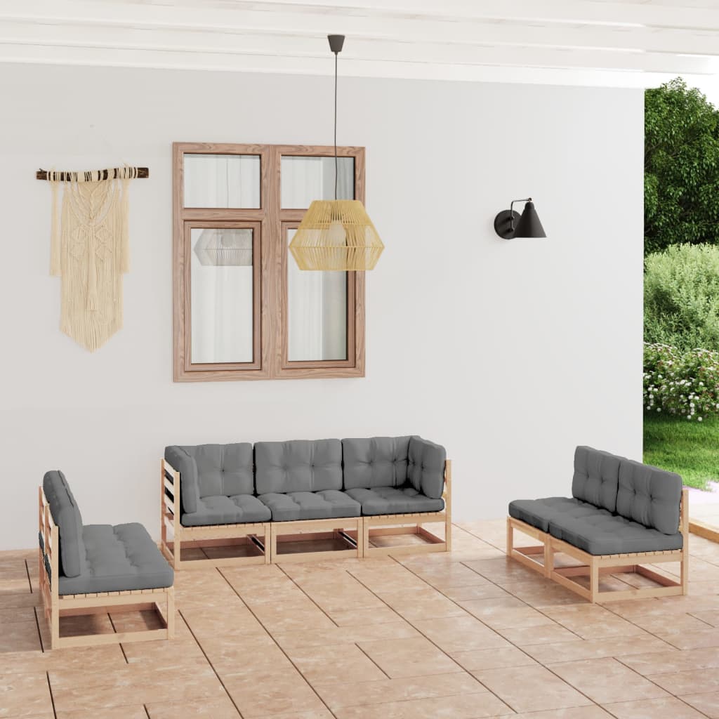 vidaXL 7-tlg. Garten-Lounge-Set Honigbraun Massivholz Kiefer