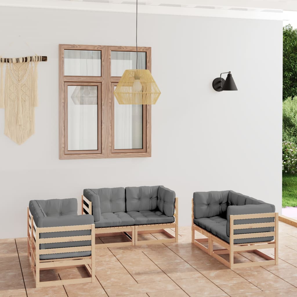 vidaXL 6-tlg. Garten-Lounge-Set Massivholz Kiefer