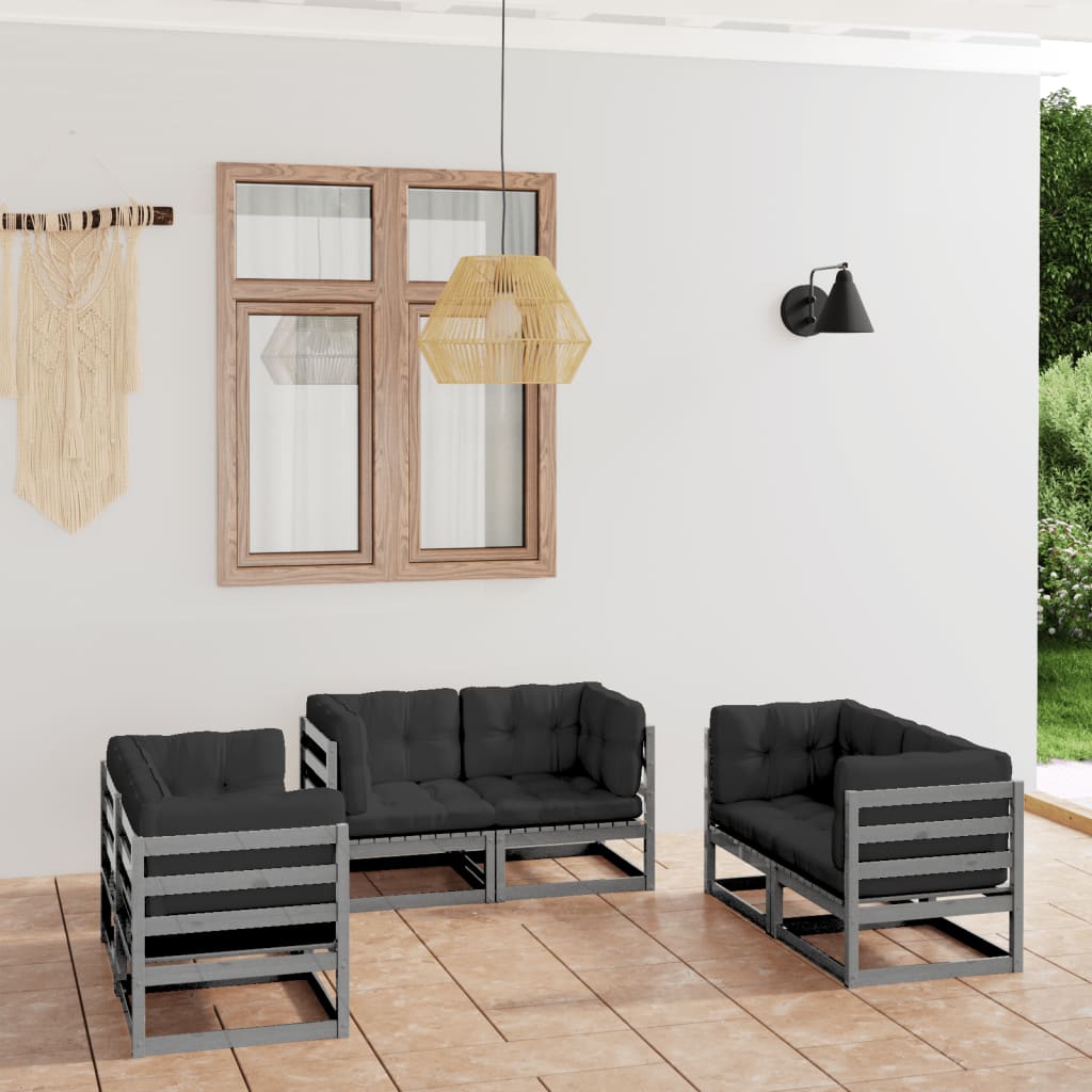 vidaXL 6-tlg. Garten-Lounge-Set Massivholz Kiefer