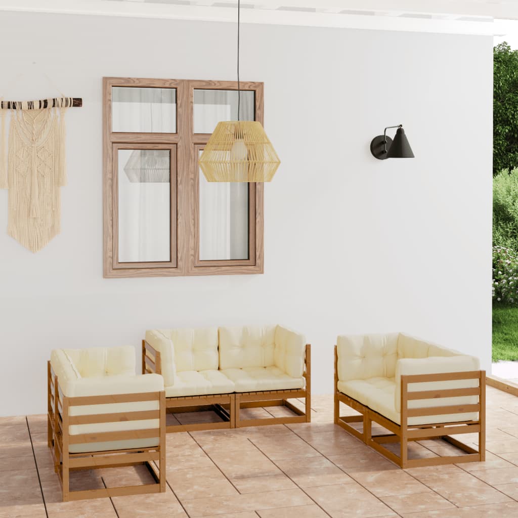 vidaXL 6-tlg. Garten-Lounge-Set Massivholz Kiefer