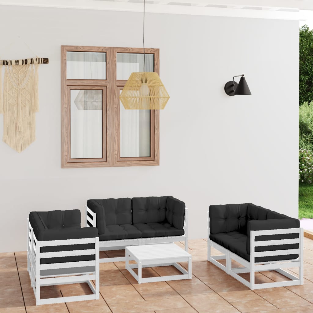 vidaXL 7-tlg. Garten-Lounge-Set mit Kissen Kiefer Massivholz