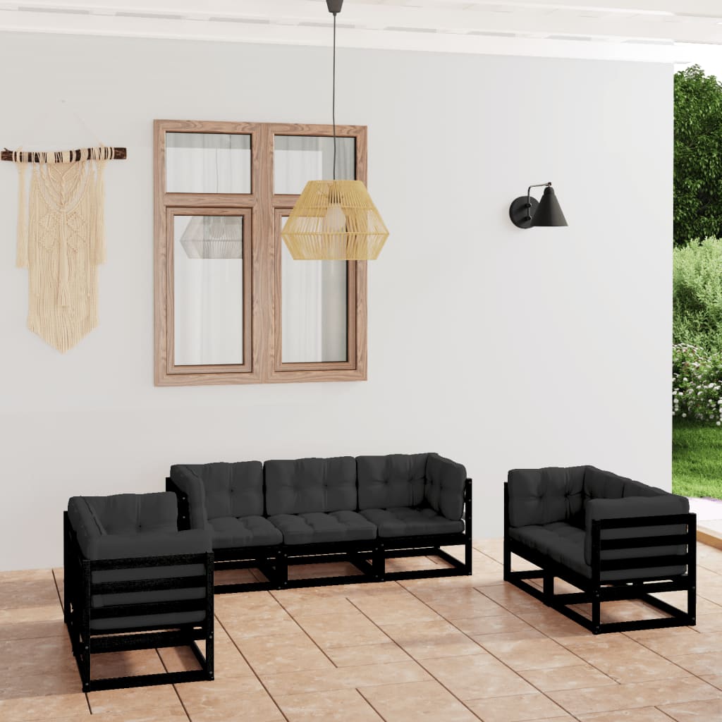 vidaXL 7-tlg. Garten-Lounge-Set Massivholz Kiefer