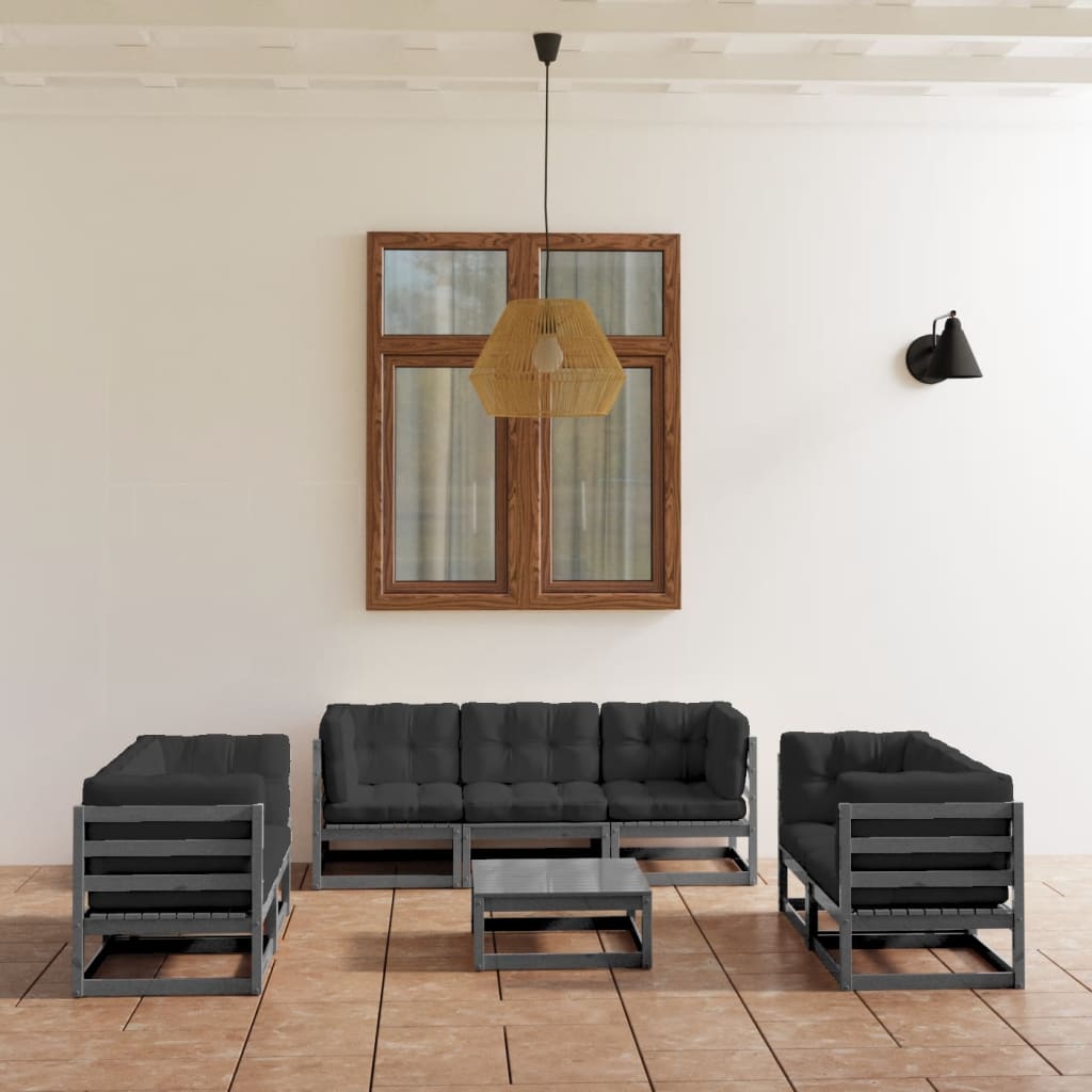 vidaXL 8-tlg. Garten-Lounge-Set Massivholz Kiefer