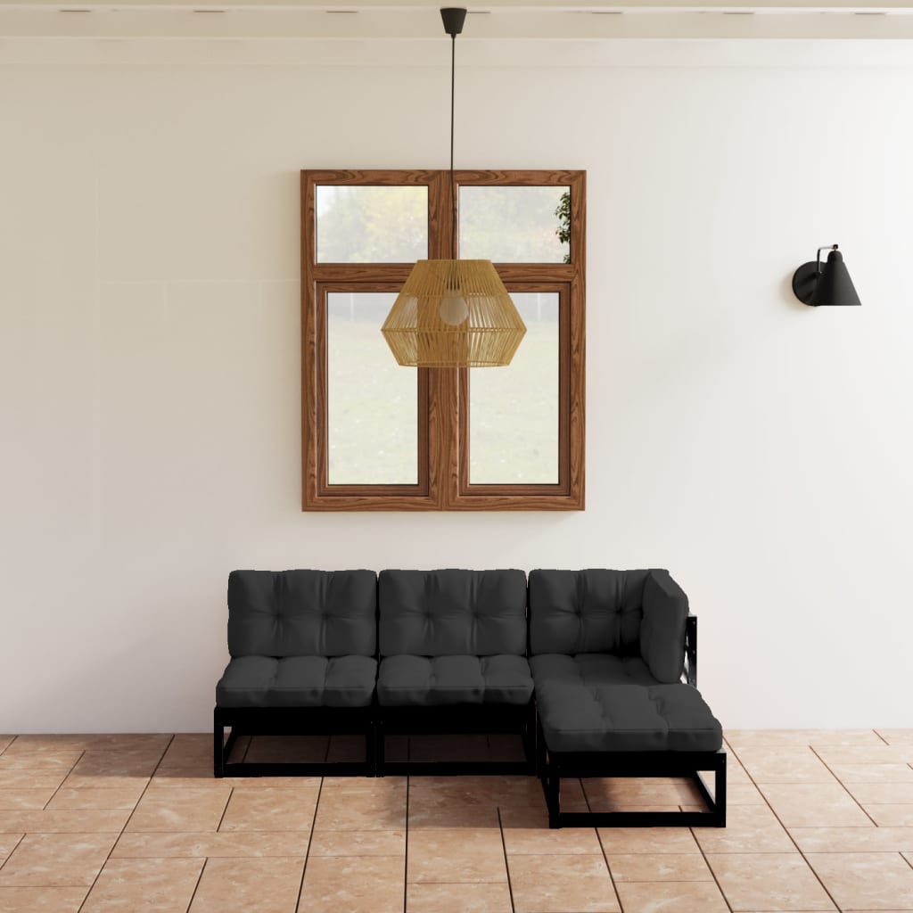 vidaXL 4-tlg. Garten-Lounge-Set Massivholz Kiefer