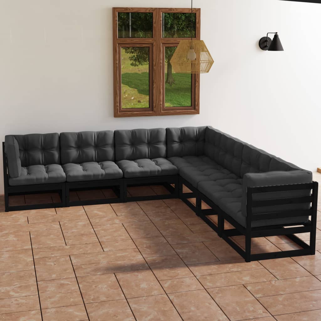 vidaXL 7-tlg. Garten-Lounge-Set mit Kissen Kiefer Massivholz