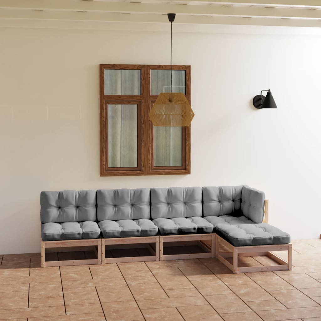 vidaXL 5-tlg. Garten-Lounge-Set Massivholz Kiefer