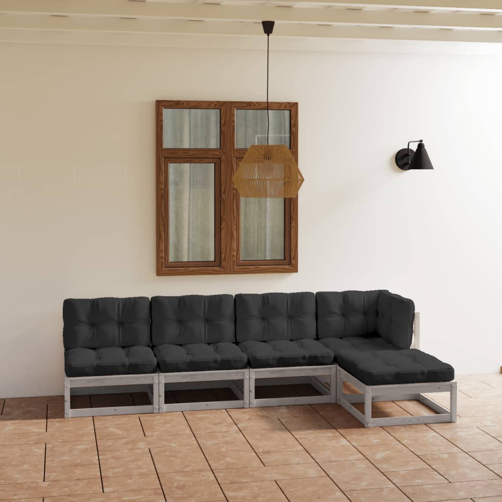 vidaXL 5-tlg. Garten-Lounge-Set Massivholz Kiefer