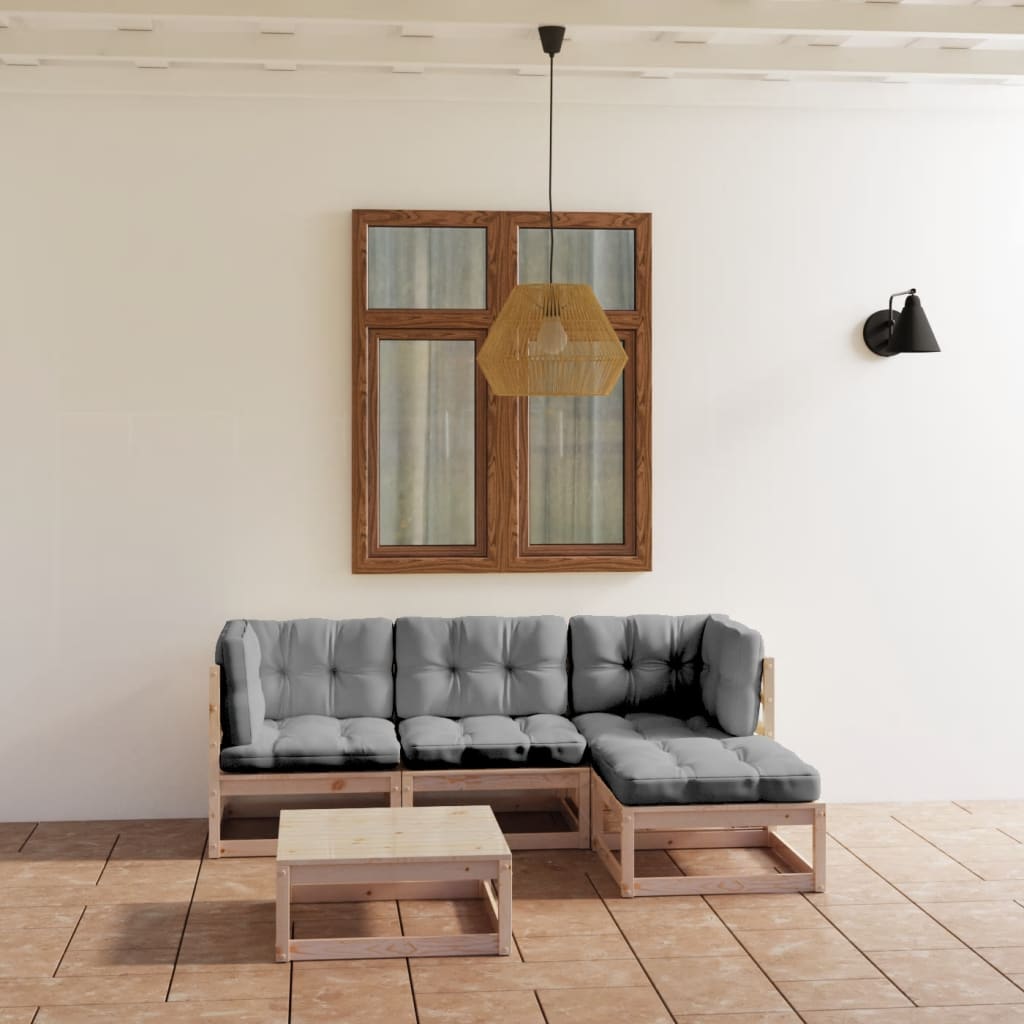 5-tlg. Garten-Lounge-Set Massivholz Kiefer