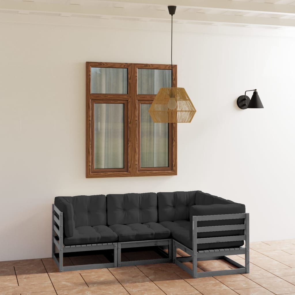 vidaXL 4-tlg. Garten-Lounge-Set Massivholz Kiefer