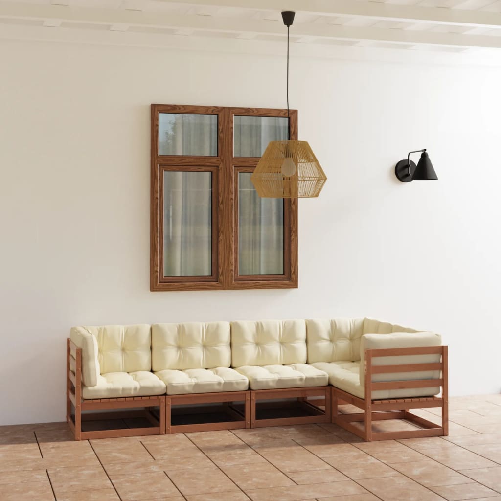 vidaXL 5-tlg. Garten-Lounge-Set Grau Massivholz Kiefer