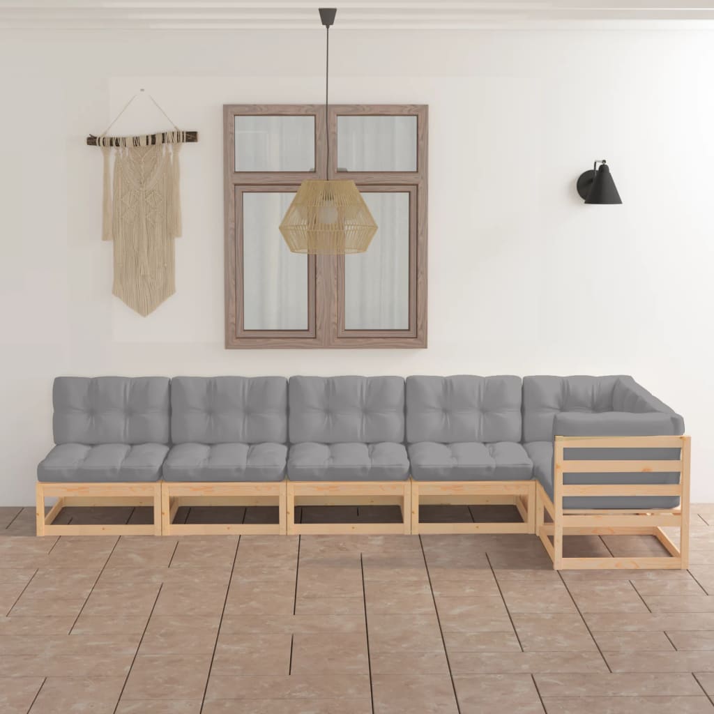 vidaXL 6-tlg. Garten-Lounge-Set Massivholz Kiefer