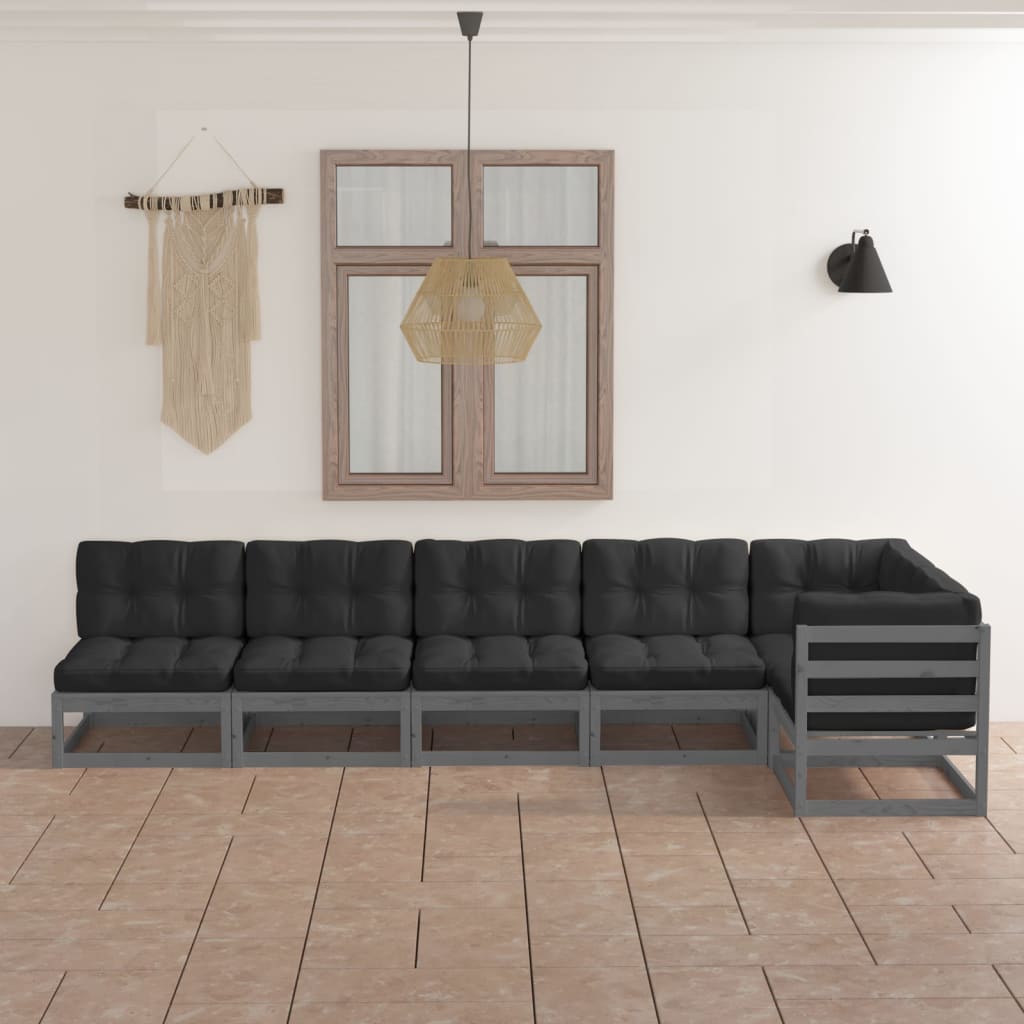 vidaXL 6-tlg. Garten-Lounge-Set Massivholz Kiefer