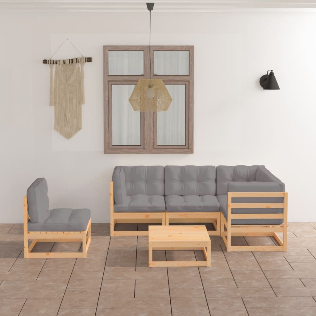 vidaXL 6-tlg. Garten-Lounge-Set Massivholz Kiefer
