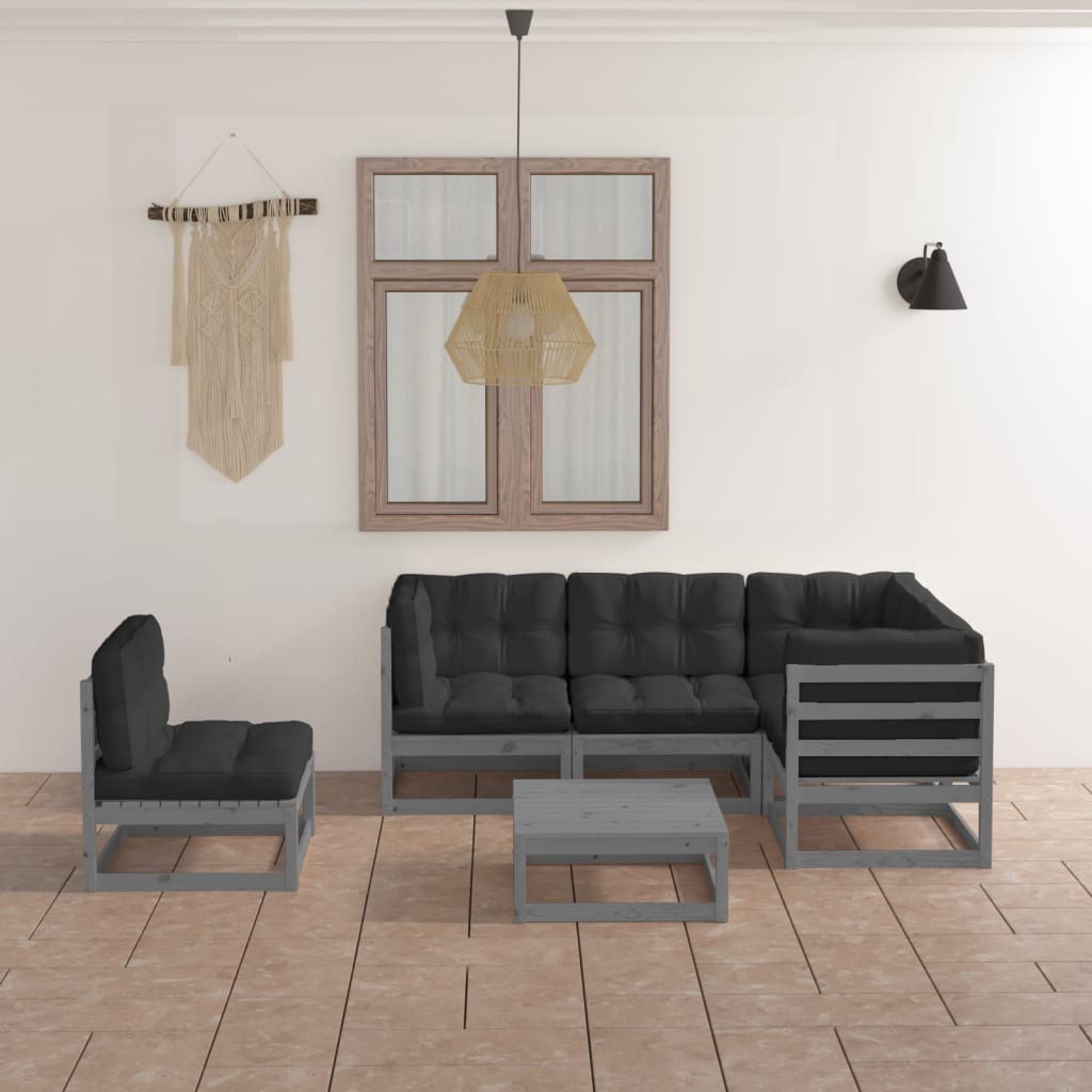vidaXL 6-tlg. Garten-Lounge-Set Massivholz Kiefer