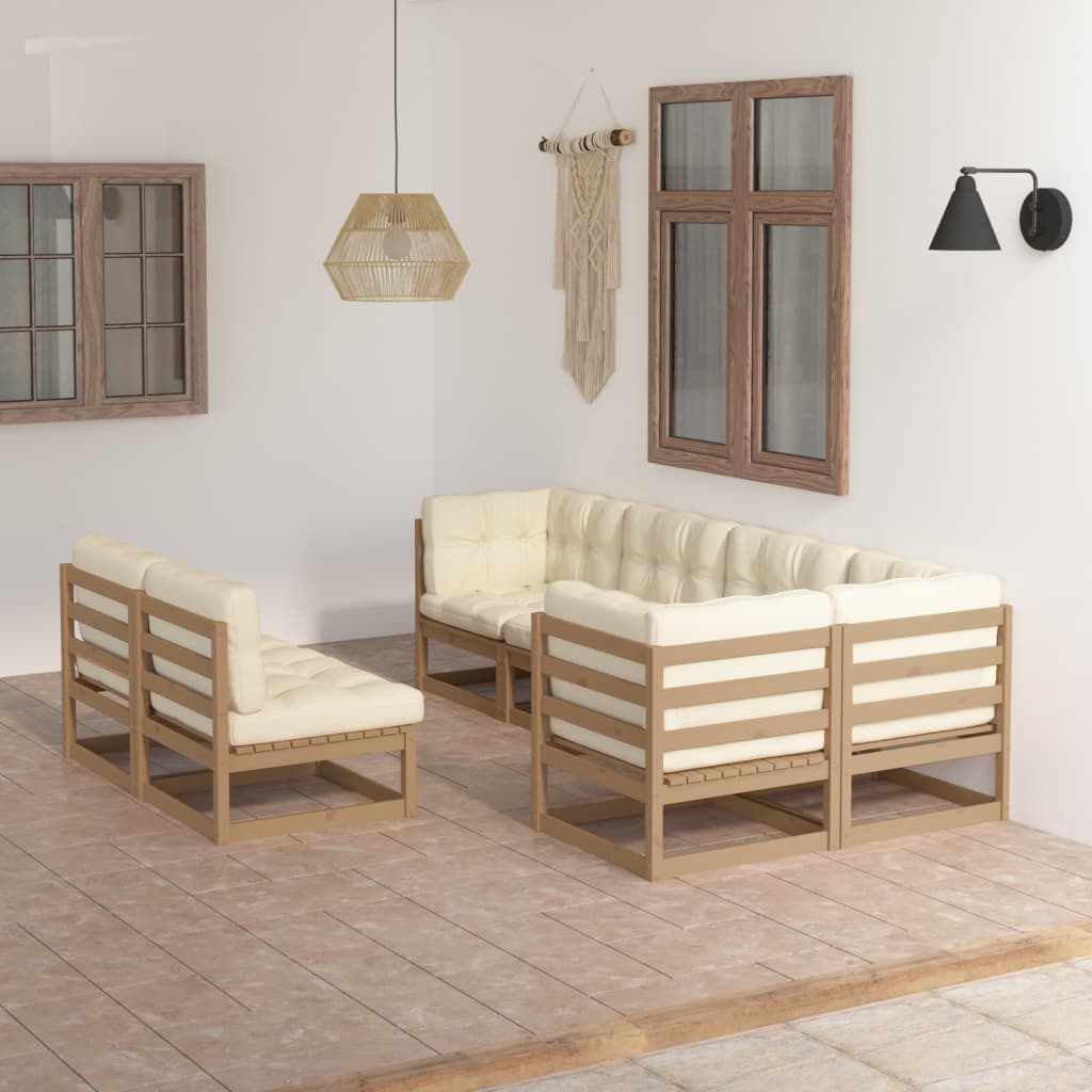 vidaXL 7-tlg. Garten-Lounge-Set Massivholz Kiefer