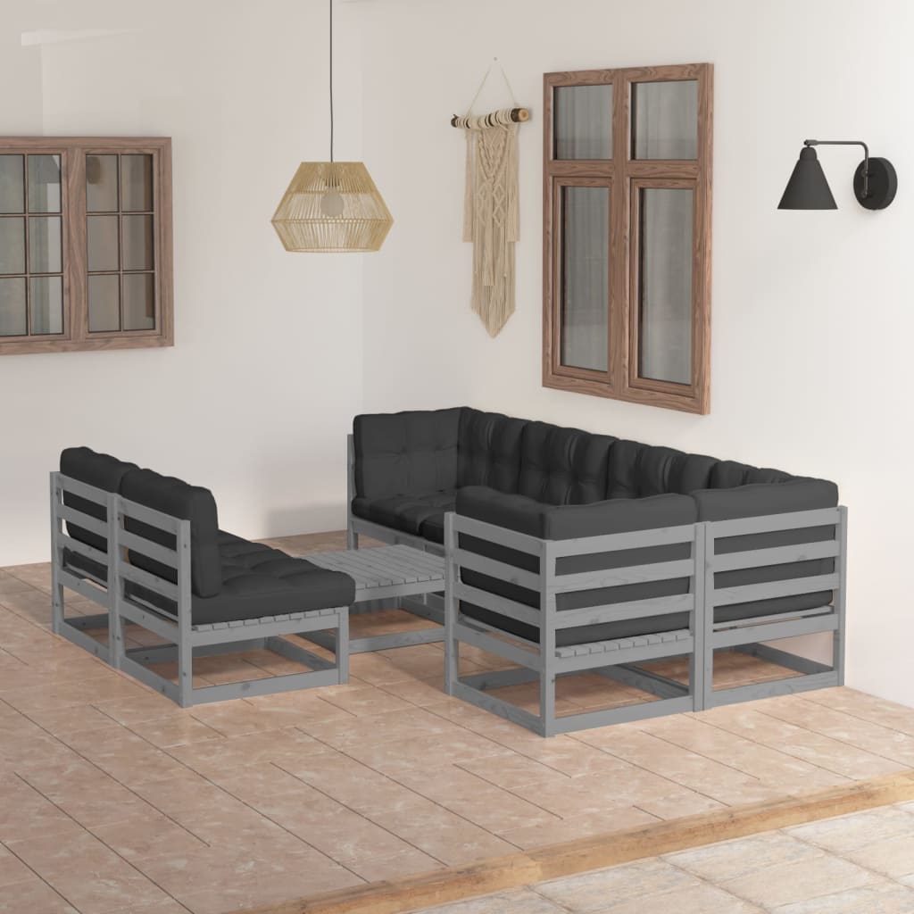 vidaXL 8-tlg. Garten-Lounge-Set Massivholz Kiefer