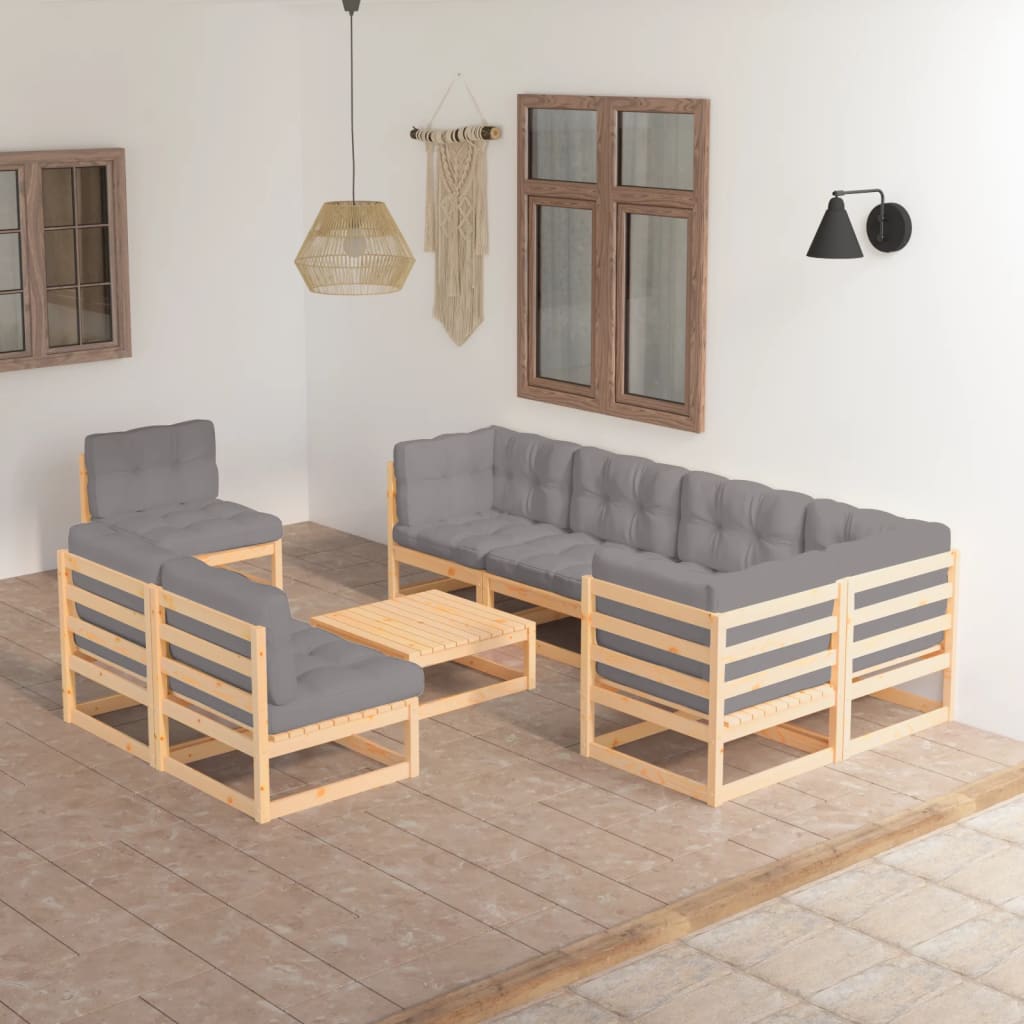 vidaXL 9-tlg. Garten-Lounge-Set Honigbraun Massivholz Kiefer