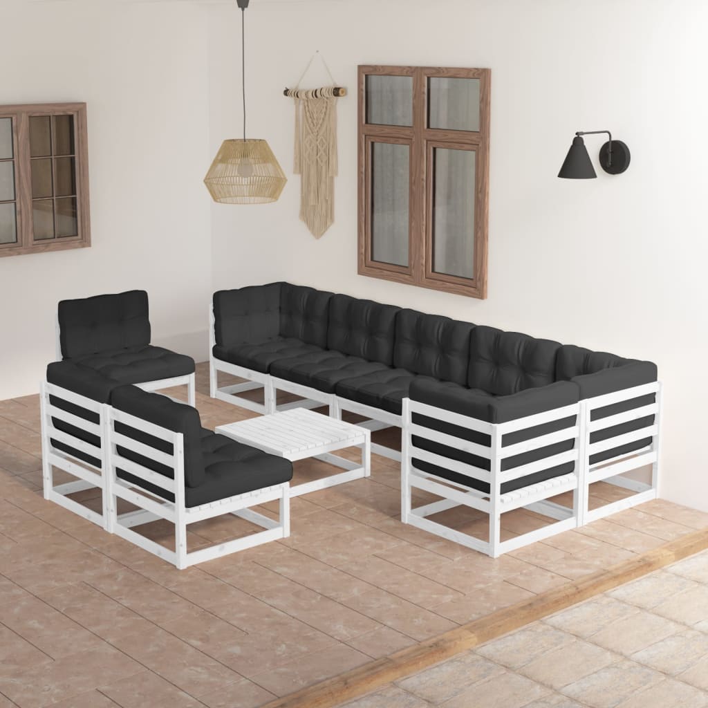 vidaXL 10-tlg. Garten-Lounge-Set Honigbraun Massivholz Kiefer