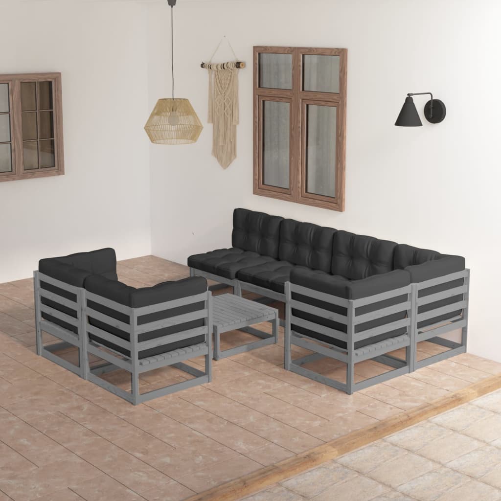 vidaXL 8-tlg. Garten-Lounge-Set Massivholz Kiefer