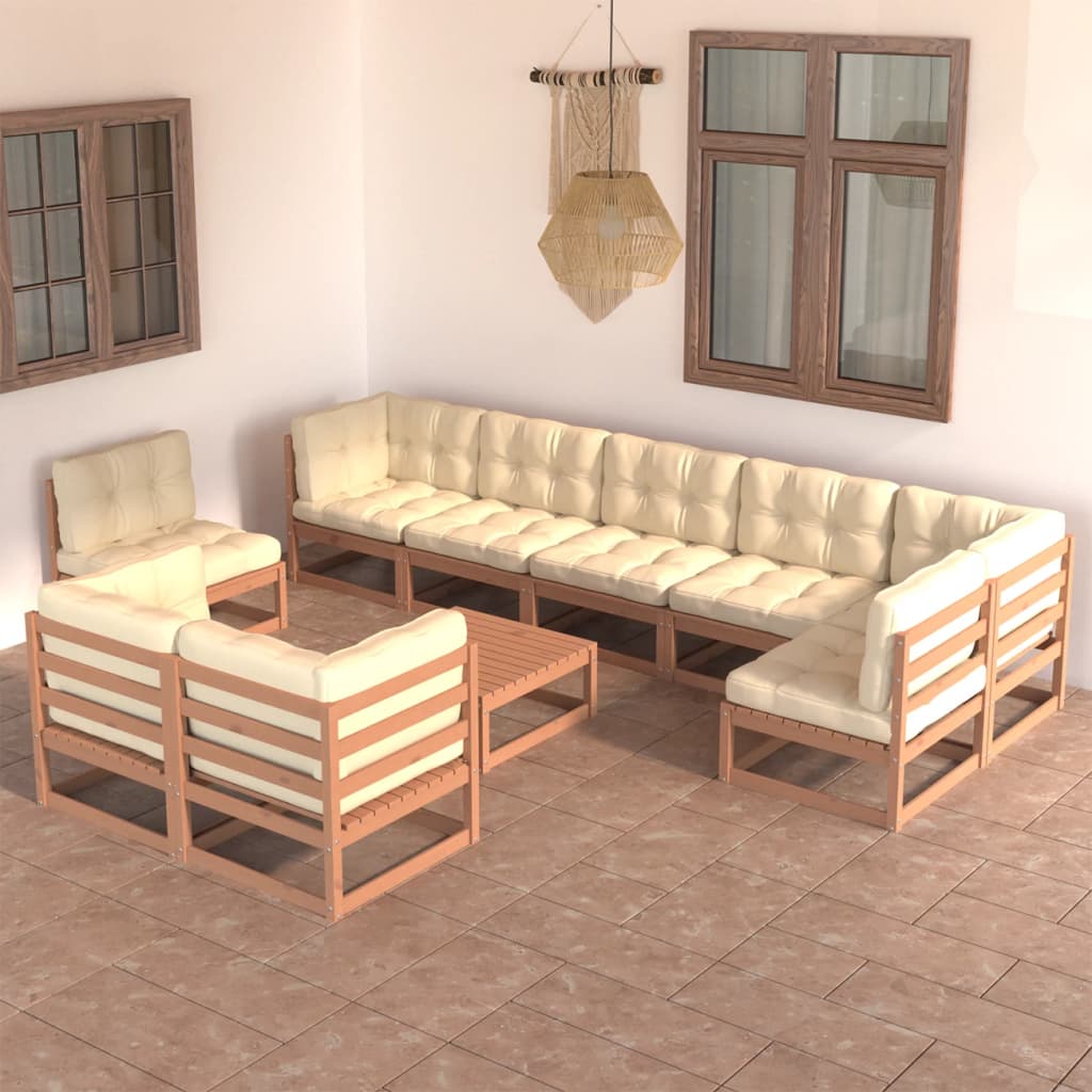 vidaXL 10-tlg. Garten-Lounge-Set Massivholz Kiefer