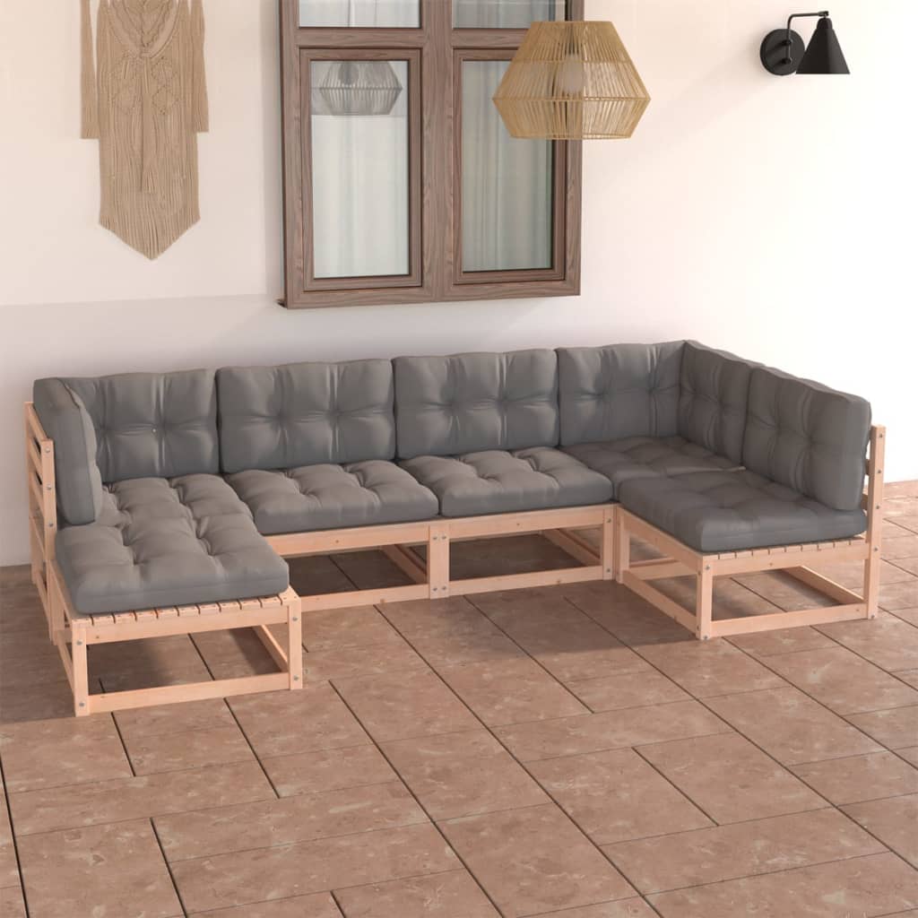 vidaXL 6-tlg. Garten-Lounge-Set Massivholz Kiefer