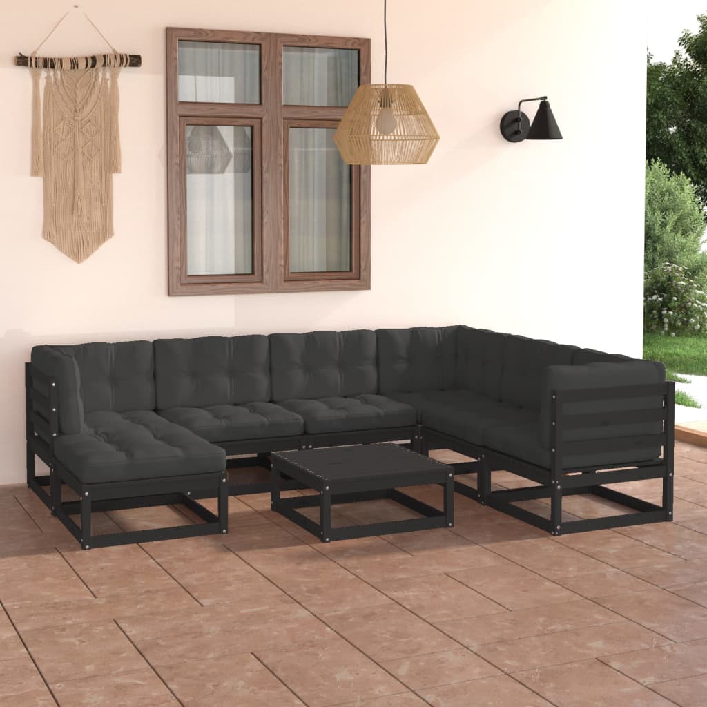 8-tlg. Garten-Lounge-Set Massivholz Kiefer
