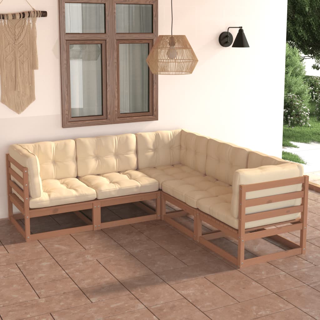 vidaXL 5-tlg. Garten-Lounge-Set Grau Kiefer Massivholz