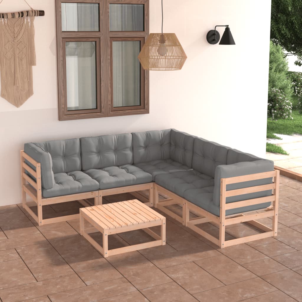 vidaXL 6-tlg. Garten-Lounge-Set Massivholz Kiefer