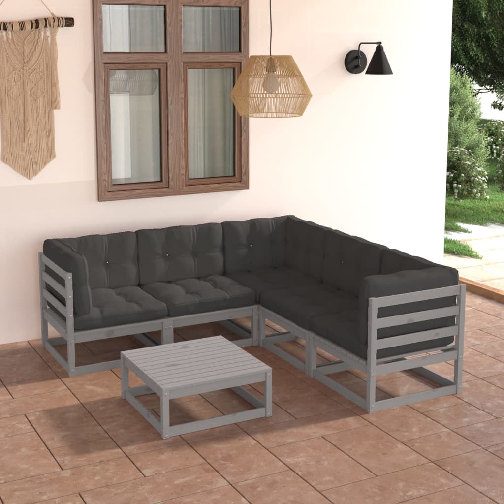vidaXL 6-tlg. Garten-Lounge-Set Massivholz Kiefer