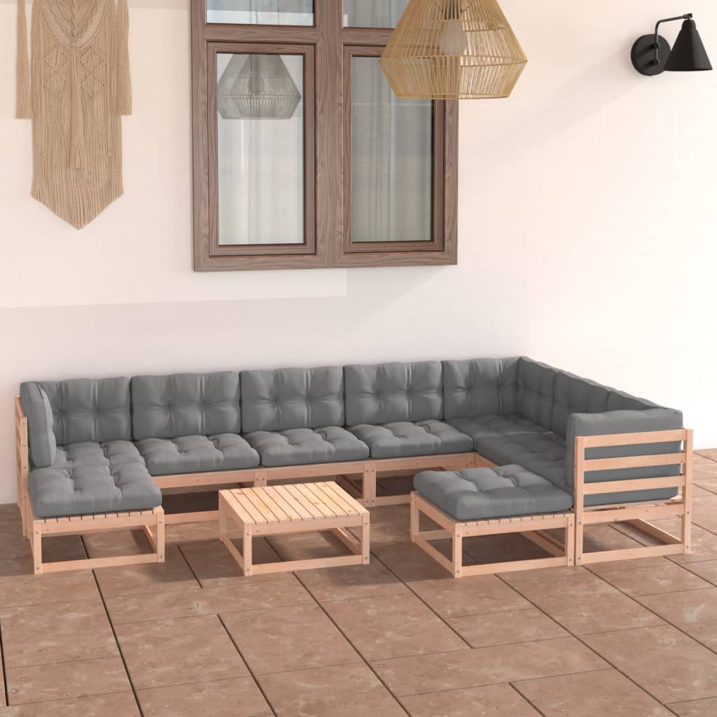 vidaXL 10-tlg. Garten-Lounge-Set Massivholz Kiefer