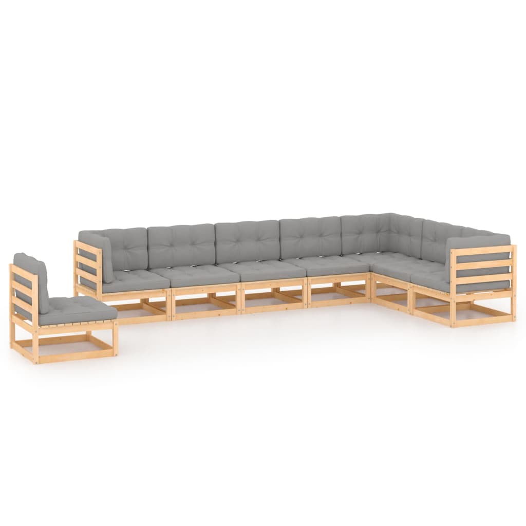 vidaXL 8-tlg. Garten-Lounge-Set Grau Kiefer Massivholz