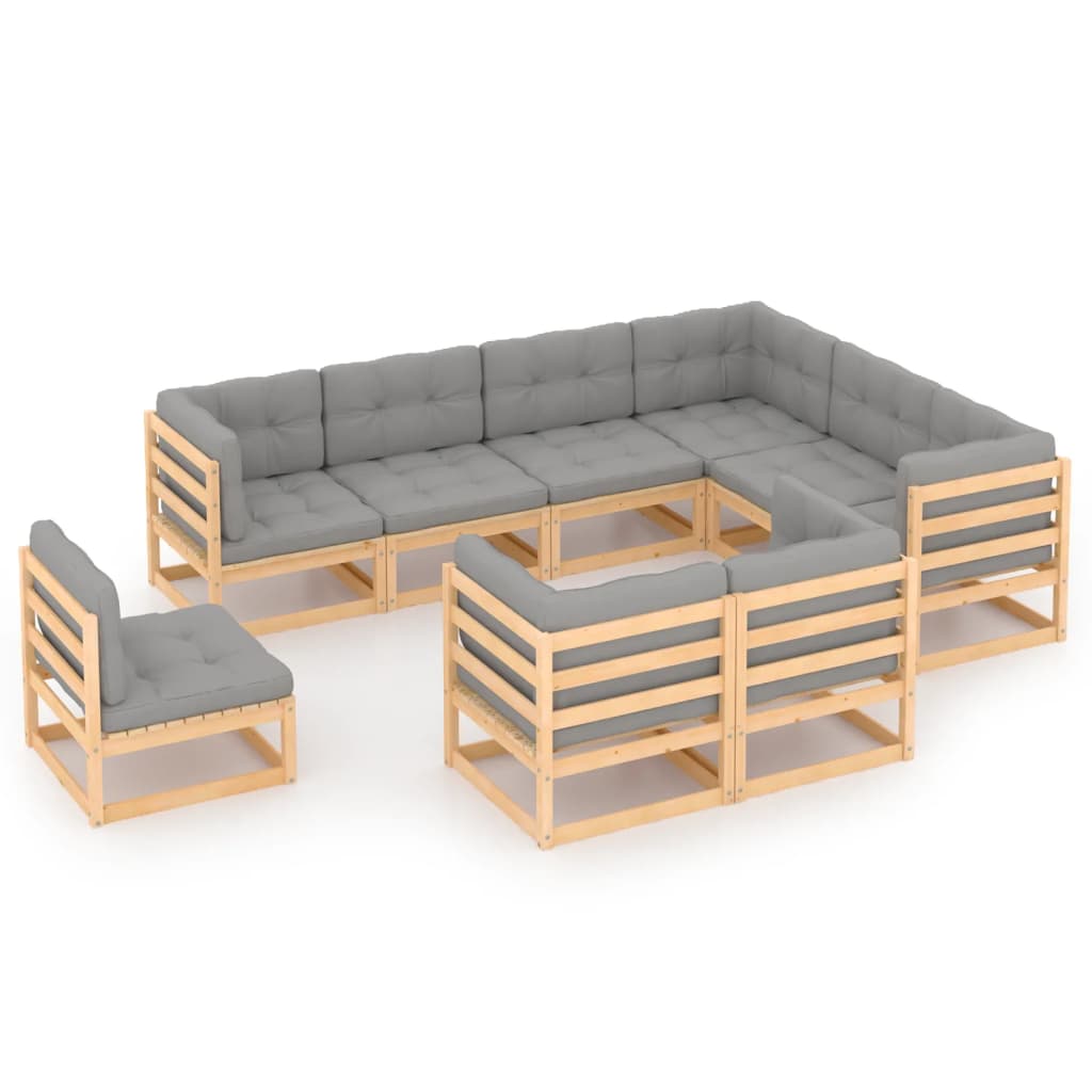 vidaXL 9-tlg. Garten-Lounge-Set Massivholz Kiefer